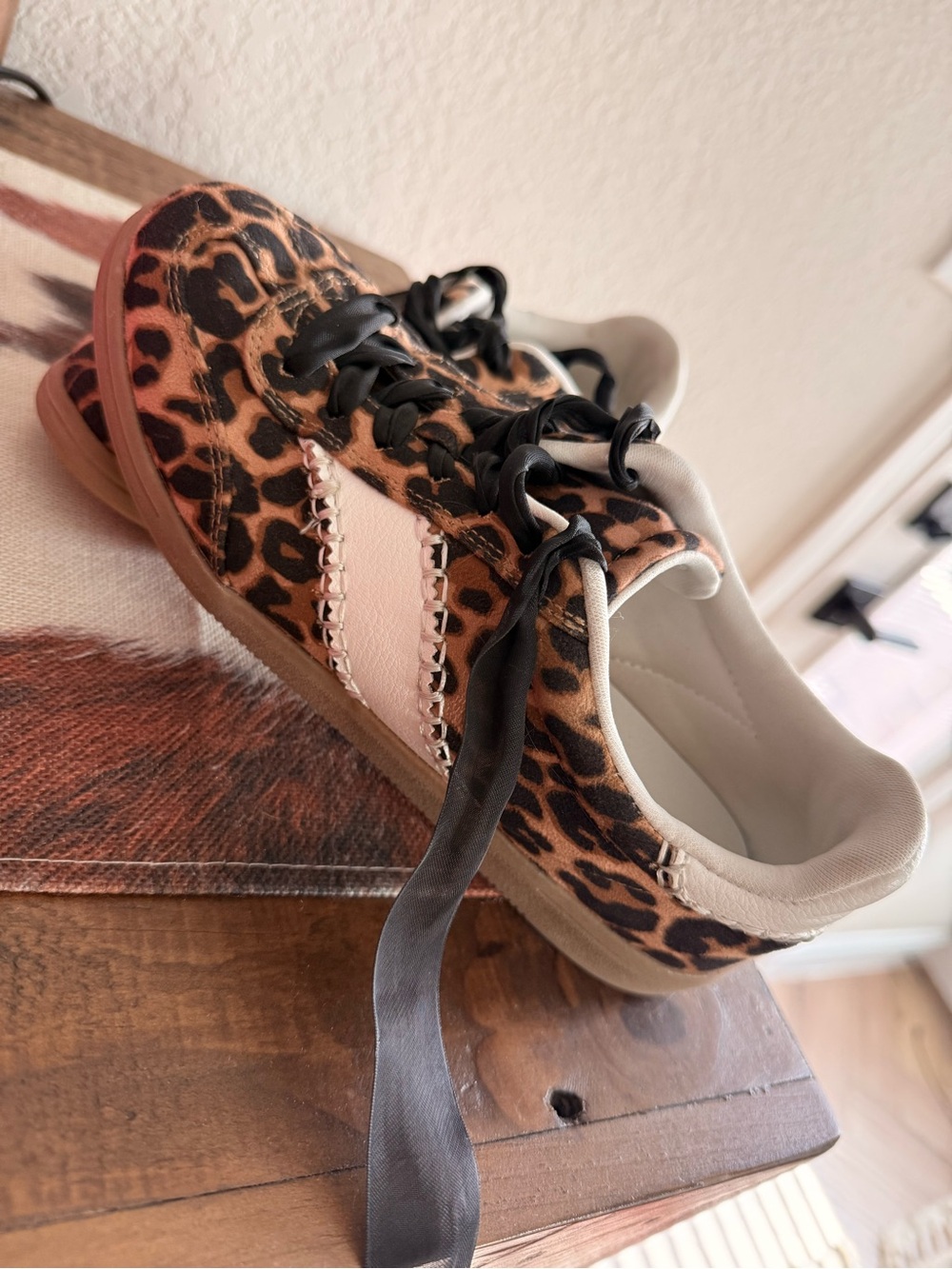 Universal Thread Leopard Print Sneakers with Pink Stripe